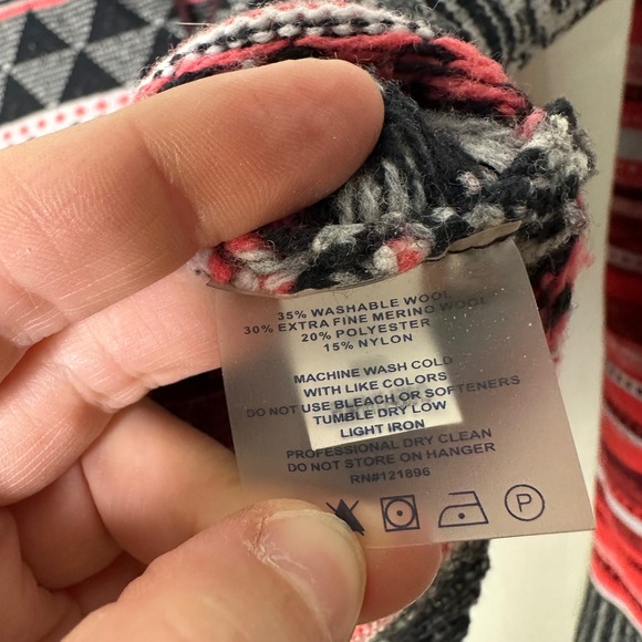 Title‎ Nine Sweater Full Zip Women's Large Nordic Ski Aztec Apres Merino Wool - Picture 7 of 7